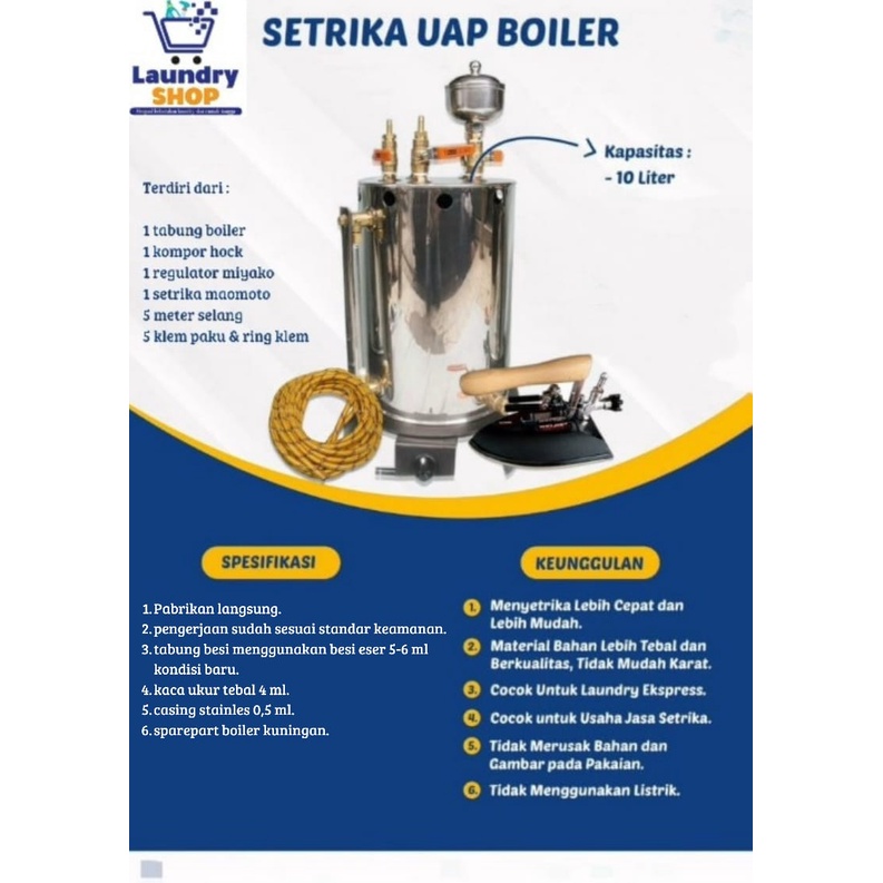 Jual Setrika Uap Gas Boiler Laundry Lengkap ( Berat Asli ) kapasitas ...