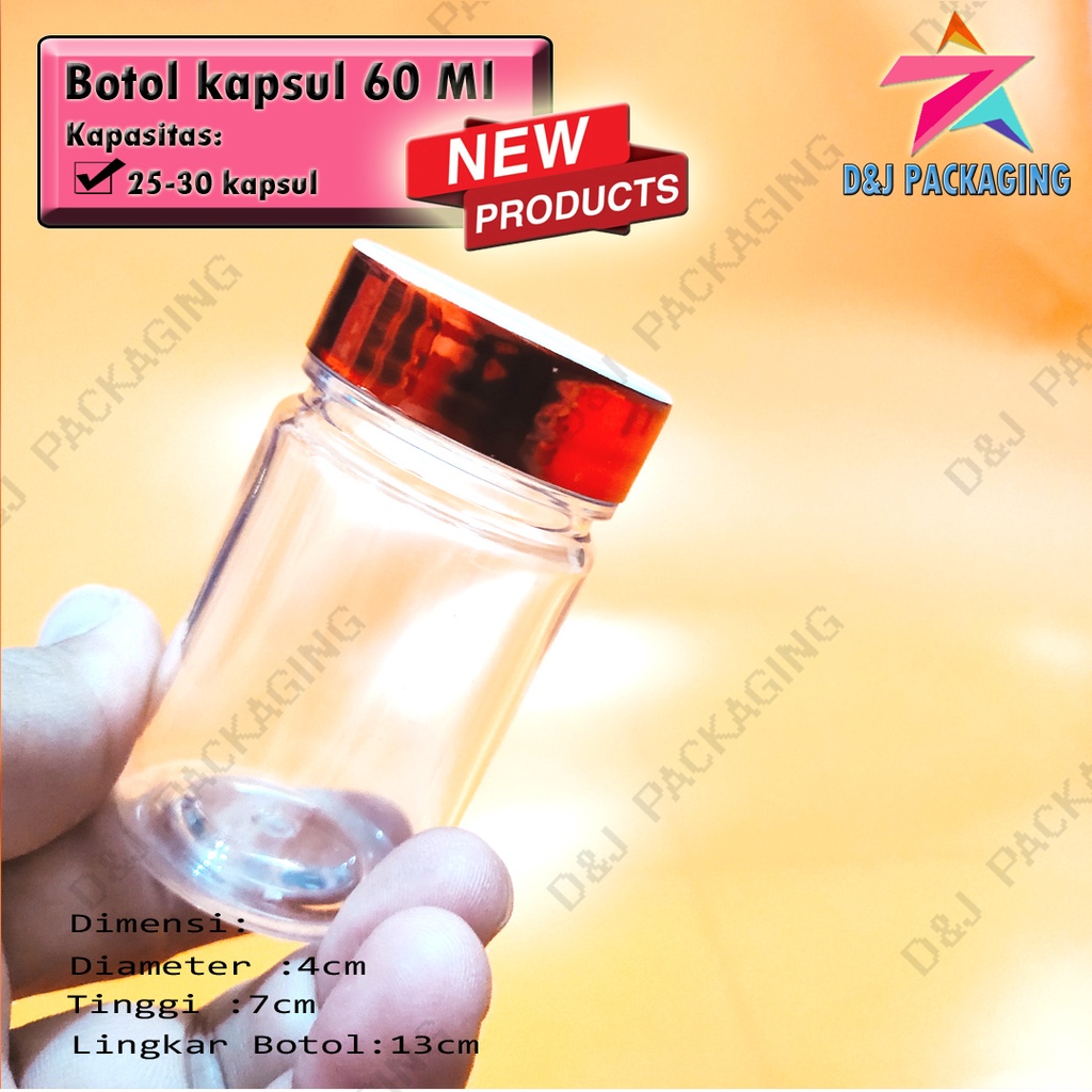 Jual Botol kapsul 60ml isi 30 bening + Plug Inner | Shopee Indonesia