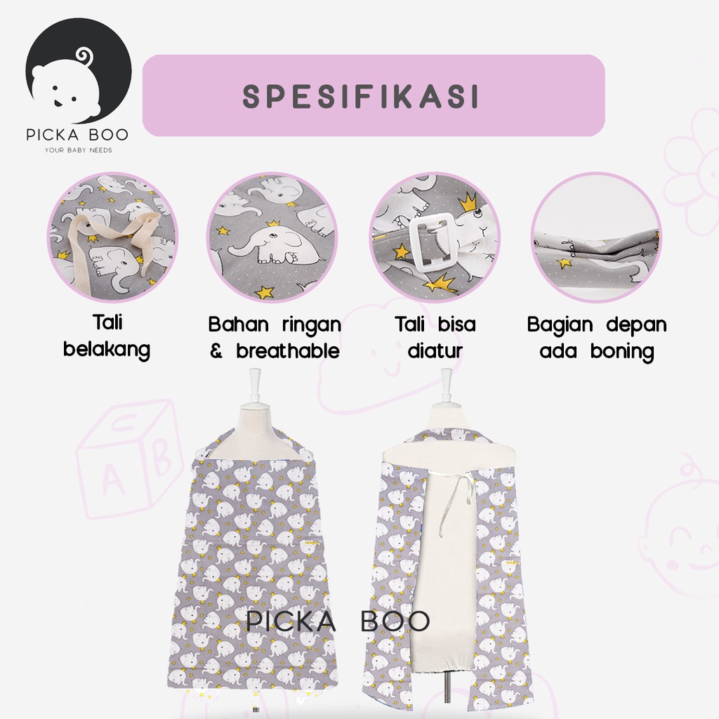 Jual PICKA BOO Apron Cover Asi Menyusui Nursing Cover Breastfeeding ...