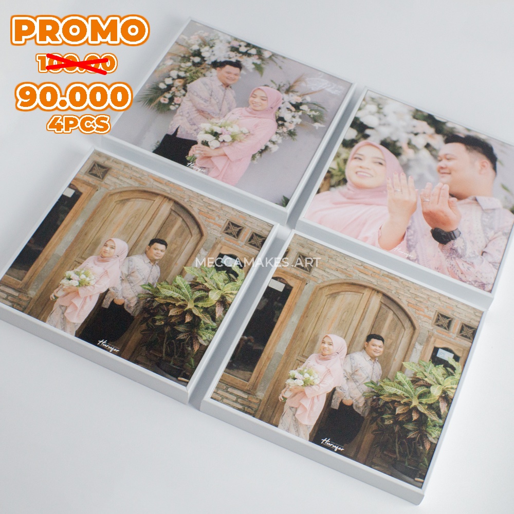 Jual CETAK FOTO FRAME BLOCK 20X20CM 4PCS / HIASAN DINDING CANTIK ...