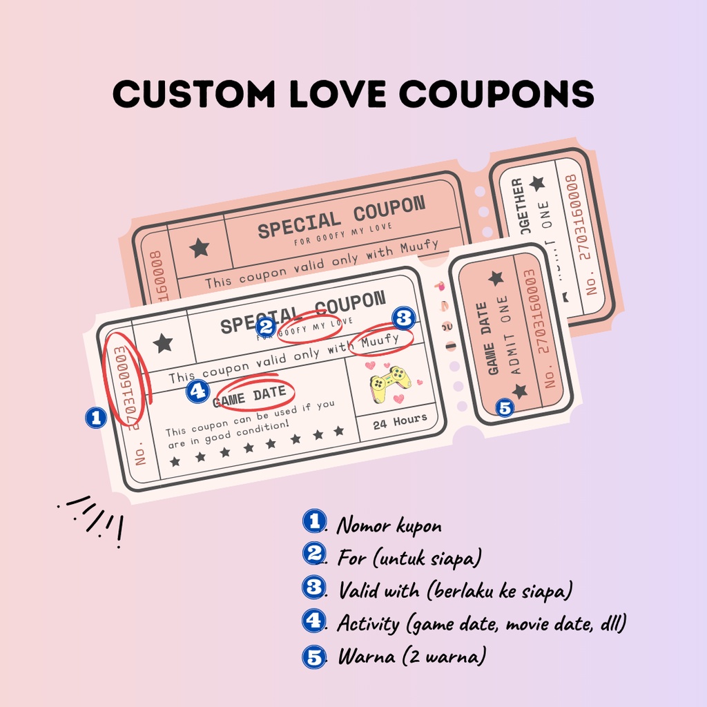 Jual [goofymuufy] Custom Love Coupon BIG SIZE! / Ticket Custom / Kupon ...