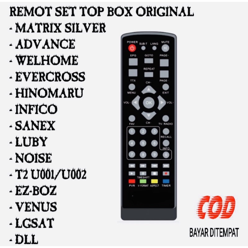 Jual Remote Set Top Box UNIVERSAL semua merk bisa Shopee Indonesia