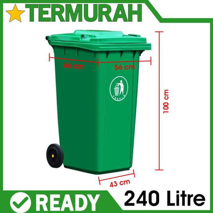 Jual Tempat Tong Sampah Besar Roda Kapasitas 240Liter Fiber Bak Gerobak ...