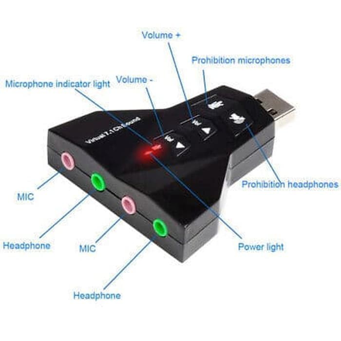 Jual double sound card virtual usb 2.0 audio adapter microphone ...