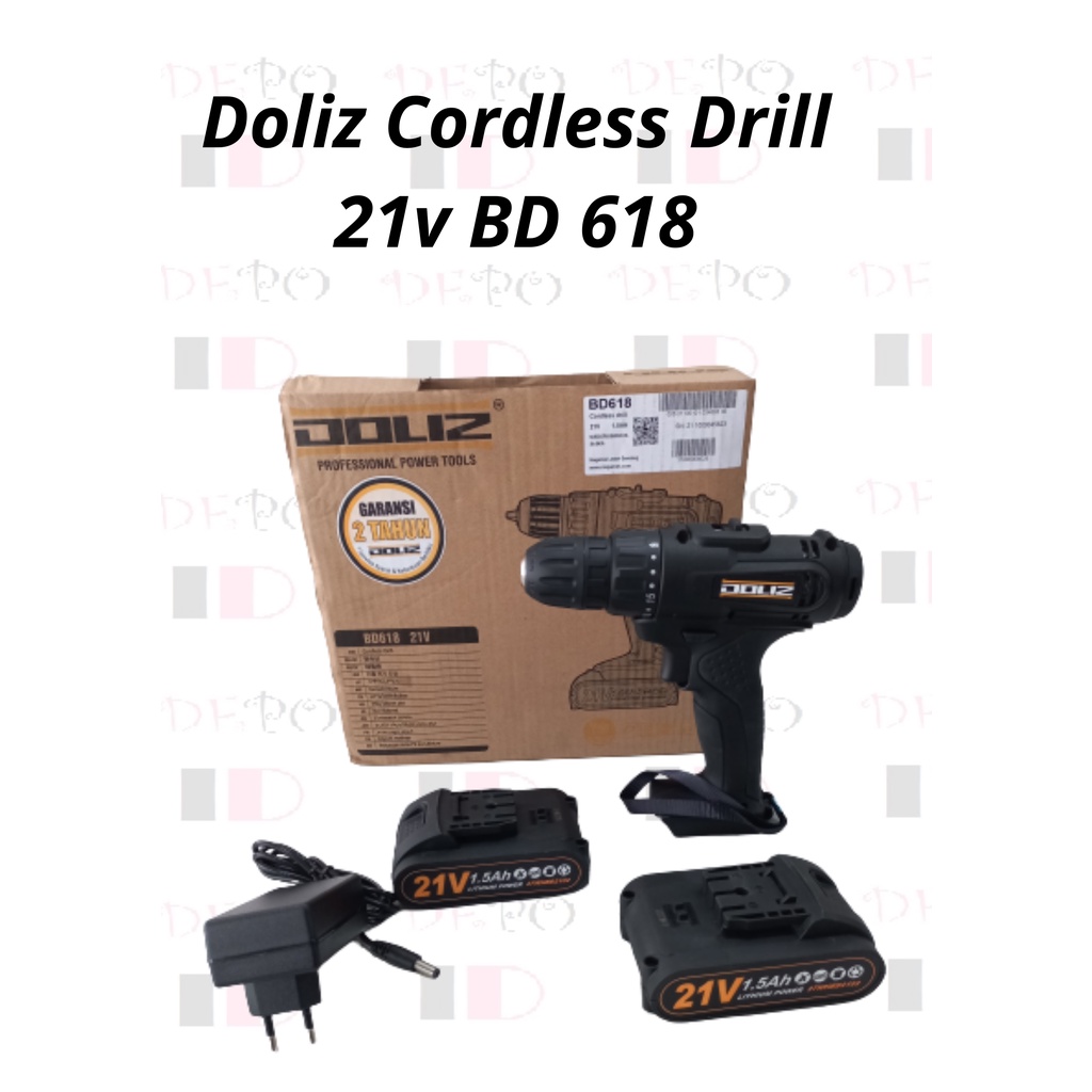 Jual Doliz BD 618 10mm Cordless Drill BD618 Mesin Bor Baterai