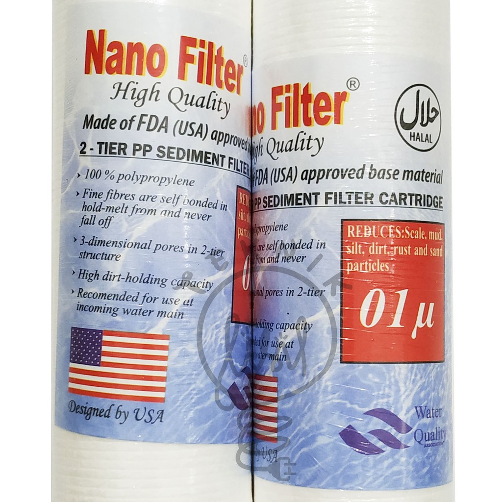Jual SEDIMEN FILTER AIR NANO FILTER 1 MICRON 10 INCH CARTRIDGE BAGUS