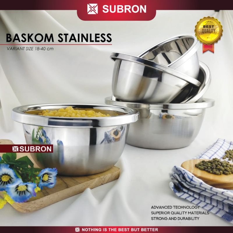Jual SUBRON Stainless Steel Baskom XH55 L (BESAR) Dalam 34 36 38 40 cm ...