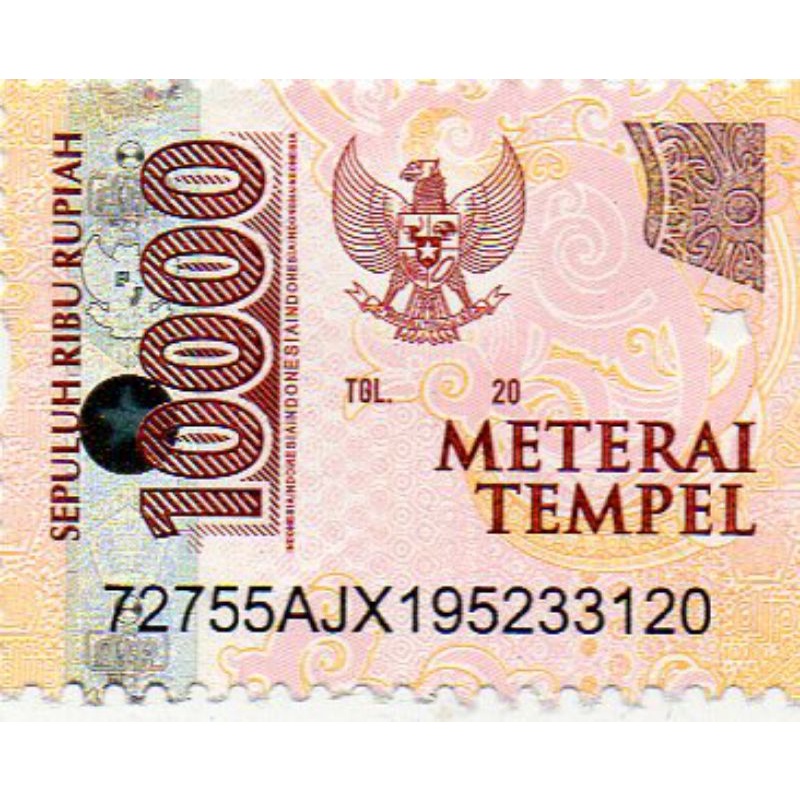 Jual Materai   Matrai Tempel 10000 Sepuluh Ribu Rupiah Republik 