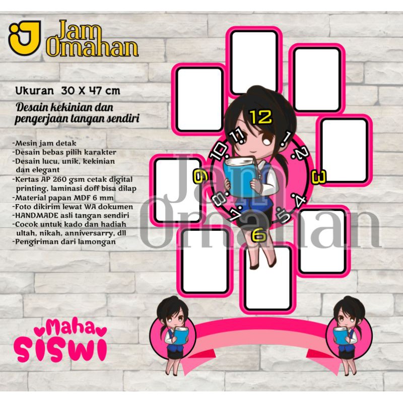 Jual Jam Dinding Custom Bahan Papan MDF (Template Mahasiswi) | Shopee ...