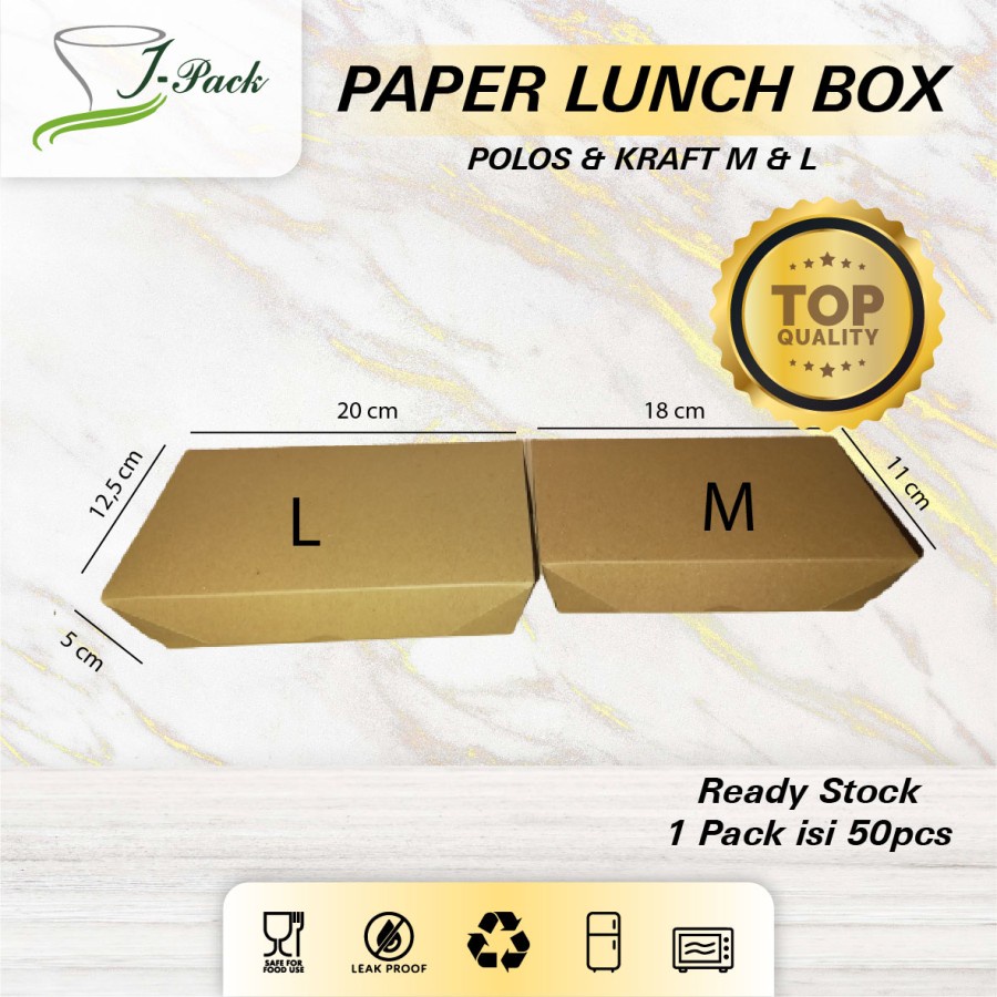 Jual Paper Lunch Box Kraft M Kotak Makan Kertas Cokelat M Per