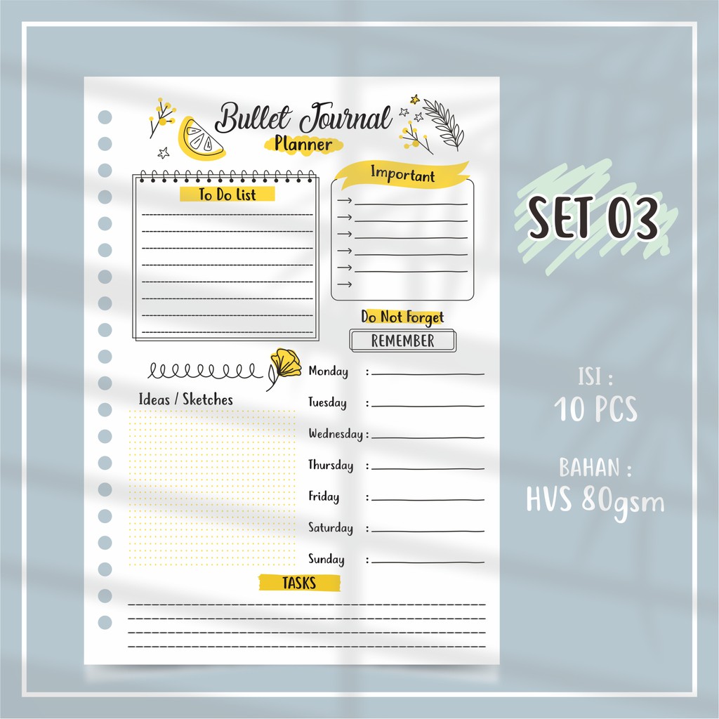 Jual [PART 1] 10PCS Isi Binder A5 & B5 Daily Planner / To Do List / Weekly Planner / Bullet ...