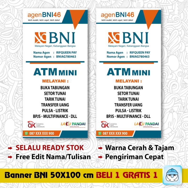 Jual BANNER SPANDUK BACKDROP AGEN BNI BELI 1 GRATIS 1 / DAPAT 2 BANNER ...