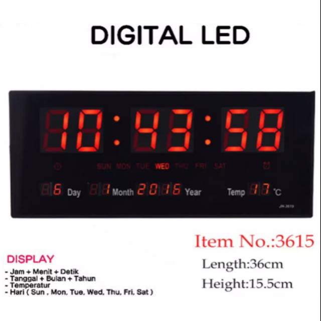 Jual Jam Dinding Digital LED Meja LED Clock 3615 Merah | Shopee Indonesia