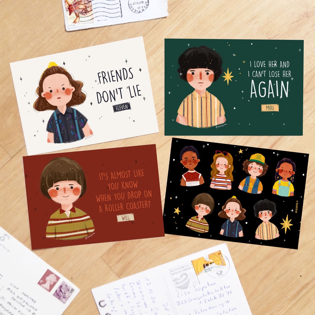 Jual Postcard isi 4 kartu ucapan stranger things season 3 | Shopee ...