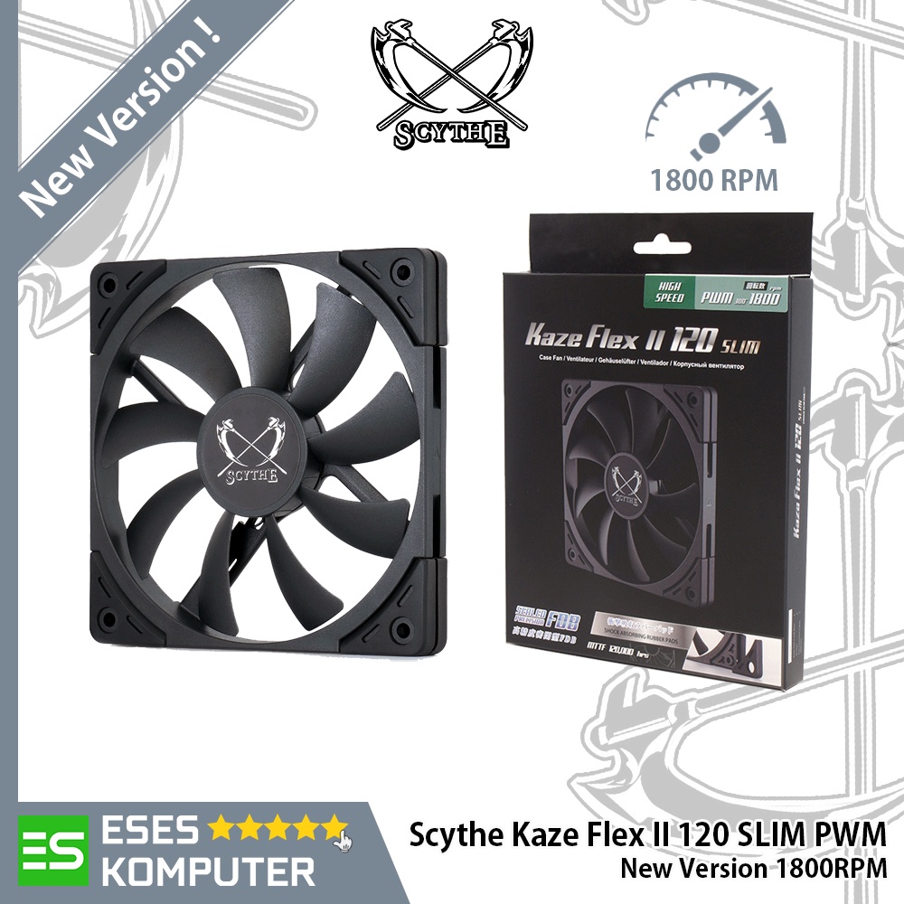 Jual Fan Scythe Kaze Flex II 120 SLIM PWM 1800 RPM 120mm 12CM