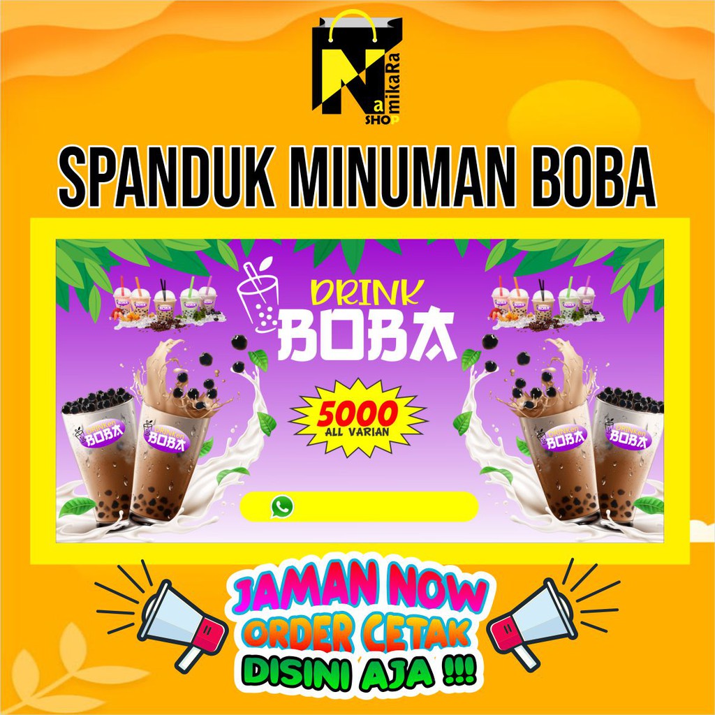 Jual Spanduk Banner Backdrop Boba/ Spanduk Minuman Boba Ungu Viral ...