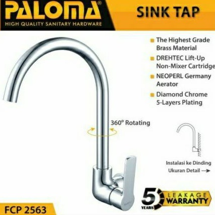 Jual Paloma Fcp Keran Sink Angsa Kran Cuci Piring Dapur Tembok