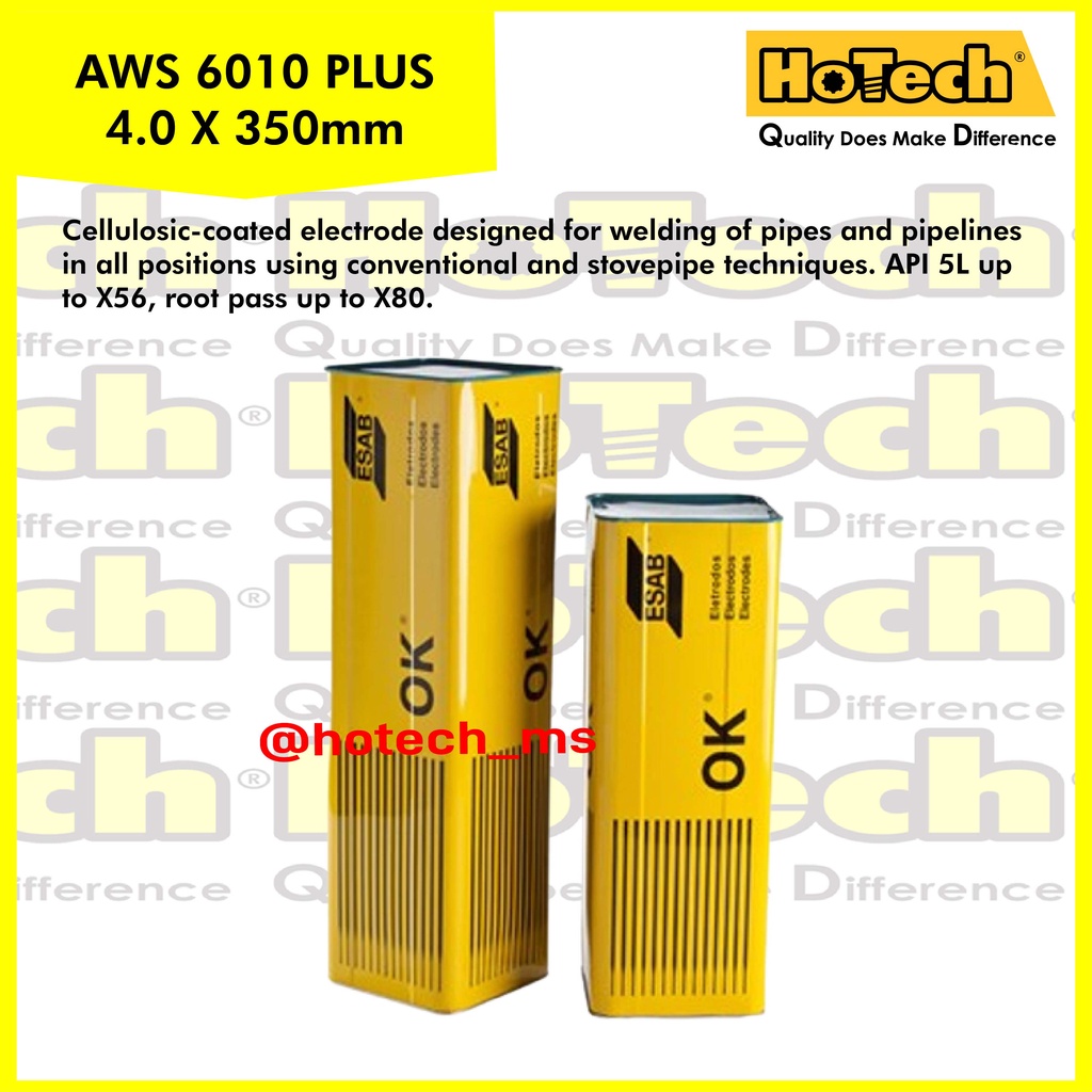 Jual Esab PIPEWELD 6010 PLUS size 4.0 x 350mm Stick SMAW Welding Electrode Kawat Las Shopee