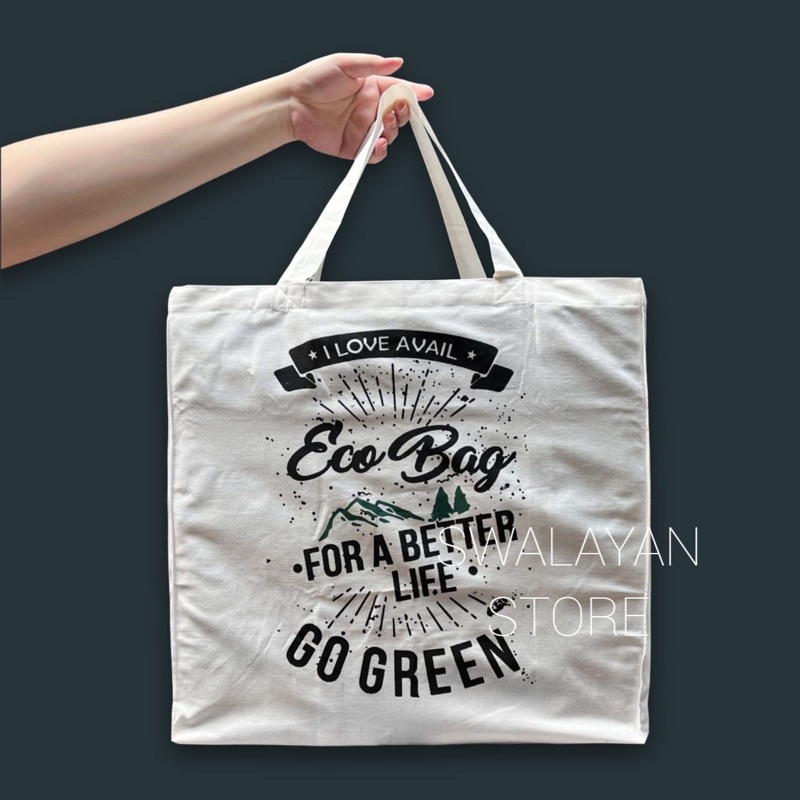 Jual Tas Eco Bag Avail Putih Hijau Size Besar Shopee Indonesia