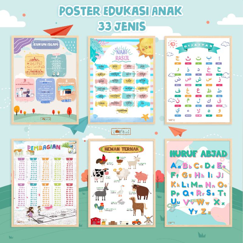 Jual POSTER EDUKASI PENDIDIKAN BELAJAR MAINAN ANAK TK PAUD SD Angka ...