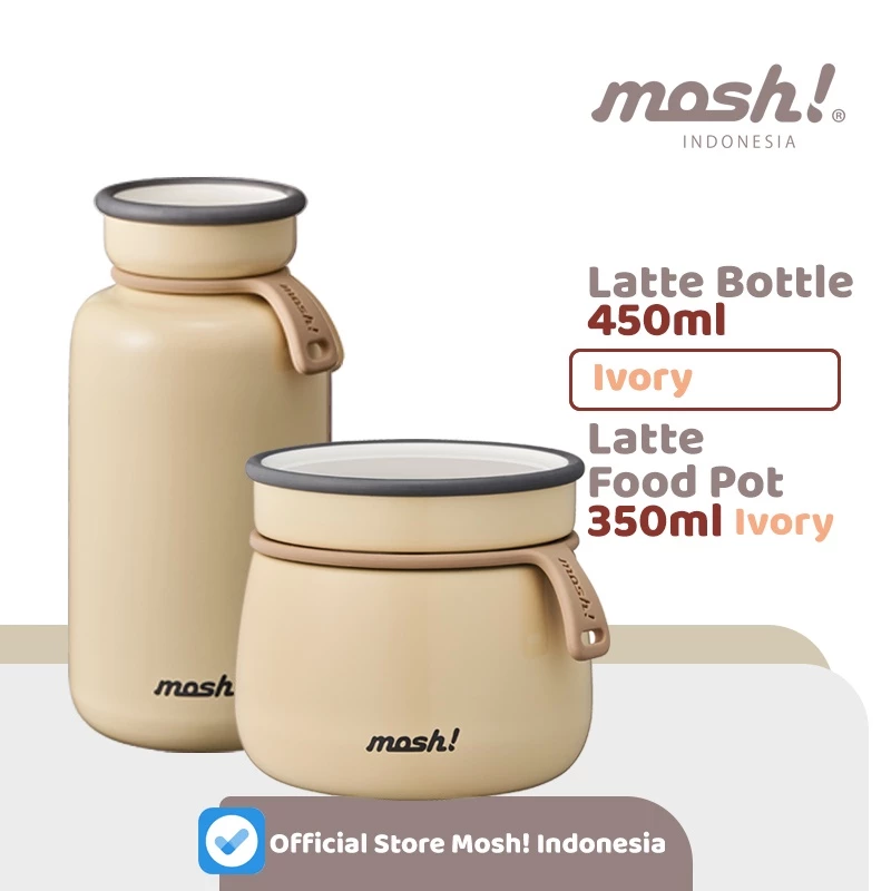 Mosh Bottle Latte Tumbler 450ML & Mosh Bottle Food Pot 350ML - IVORY