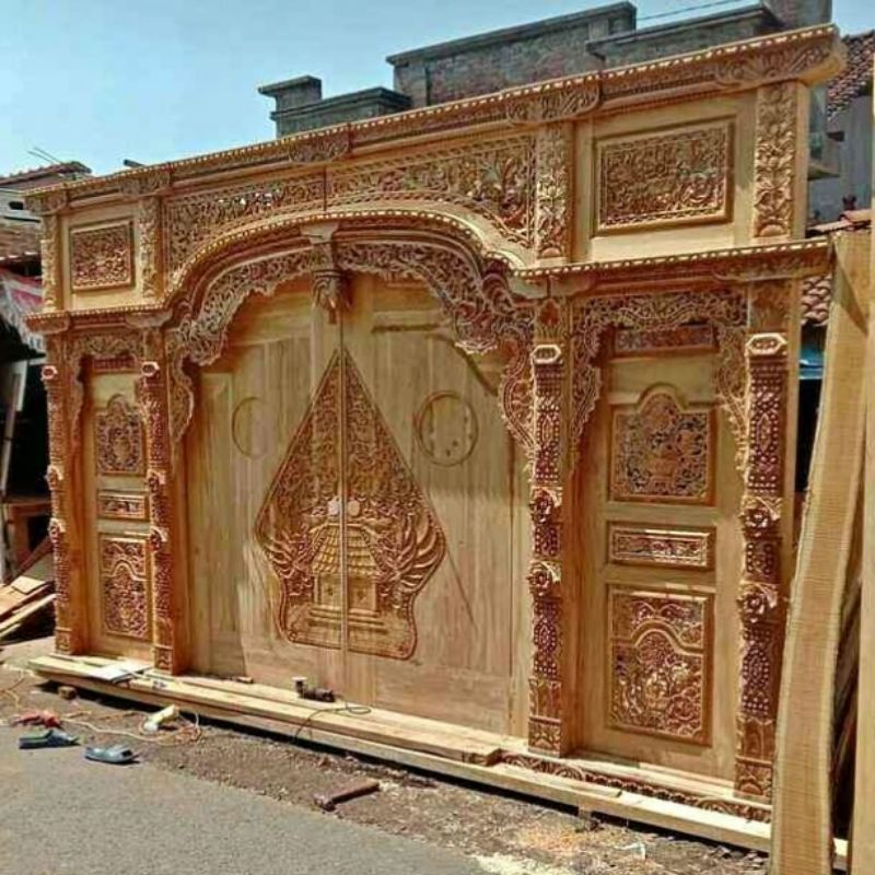 Jual Pintu rumah gebyok motif gunungan wayang | Shopee Indonesia