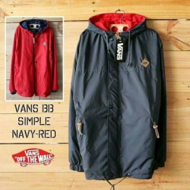 Jaket Vans off the wall pria navy red