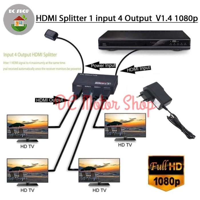 Jual Hdmi Splitter 1 In 4 Out 4 Port Hub Split Repeater Amplifier V1.4 ...