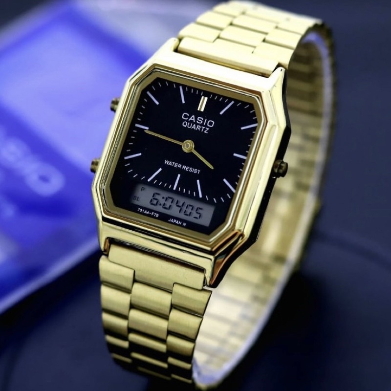 Jam Tangan Wanita Vintage Casio AQ230 Tahan Air Double Time