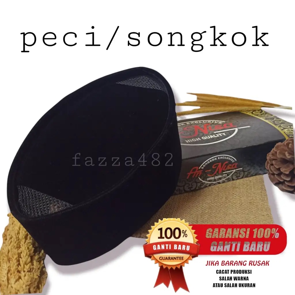 Annisa Asli Songkok Hitam Premium Ac Kopyah Kopiah Peci Tinggi 7 8 9 10 Brudru Halus Pigeon Pilihan