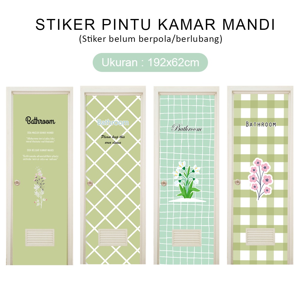 Jual Sticker kamar mandi wallpaper pintu kamar mandi Tema sage Green