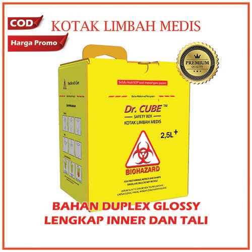 Jual Safety box medis Vol 2.5 liter Duplex glossy lengkap tempat