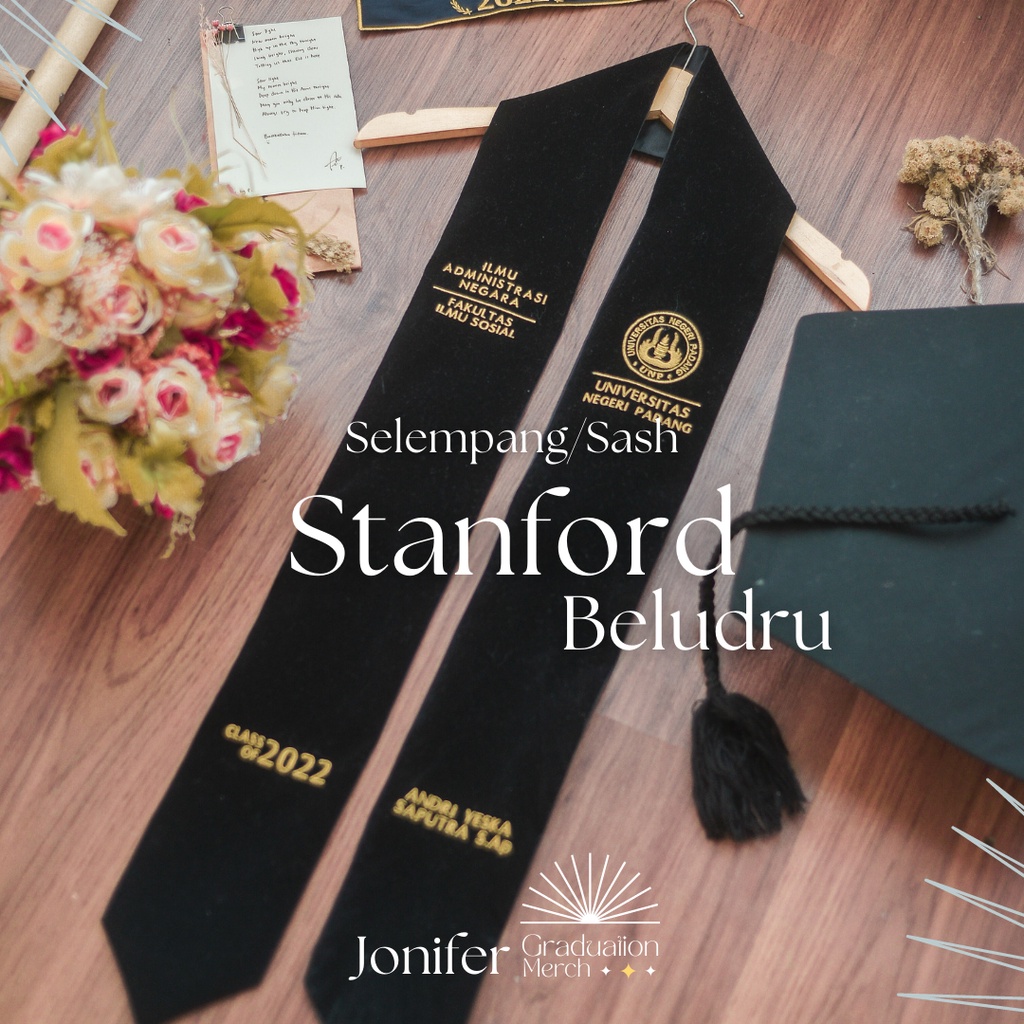 Jual Selempang Wisuda Leher Bordir Selempang Wisuda Stanford Bahan Beludru Graduation Sash 6023