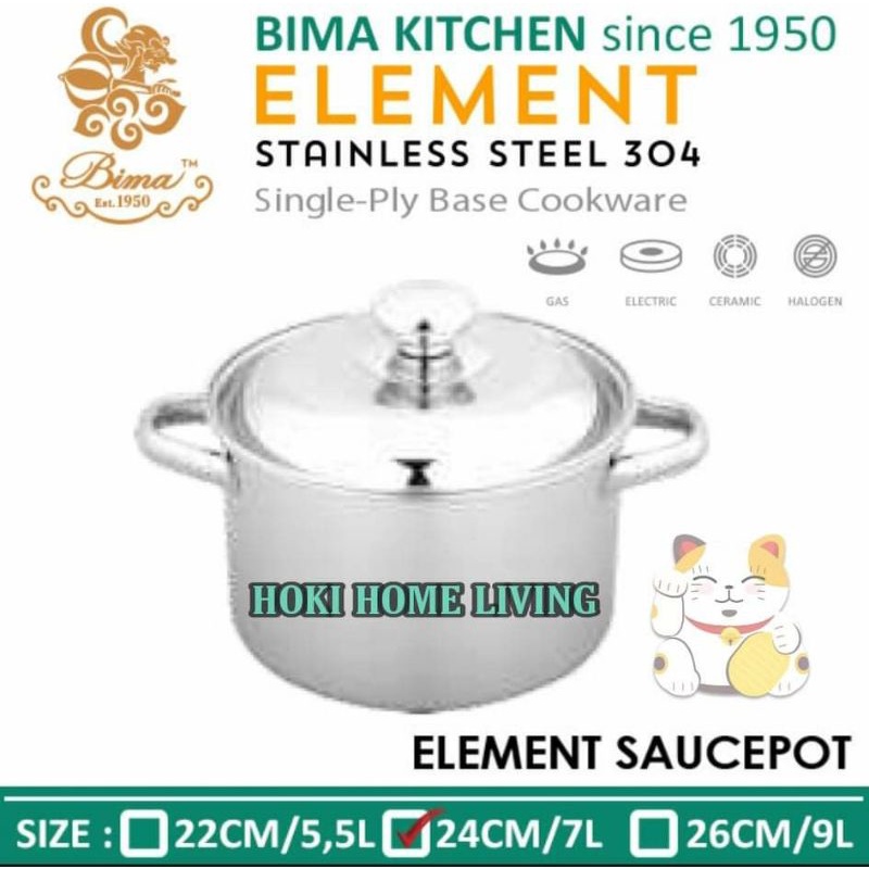 Jual BIMA Element Panci Sauce Pot 20cm 22cm 24cm Stainless SUS 304 ...