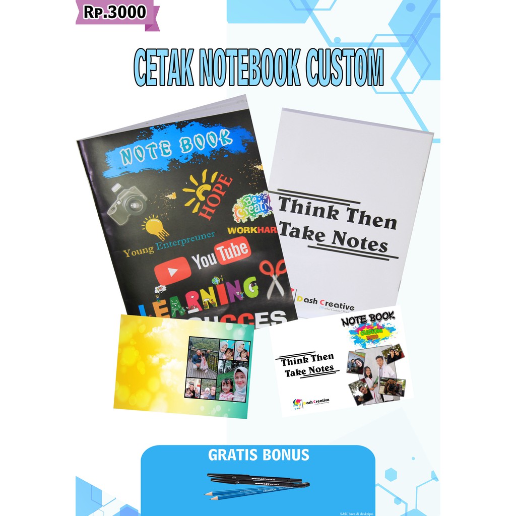 Jual (FREE BONUS) Buku Catatan Notebook Custom Free Design Murah ...