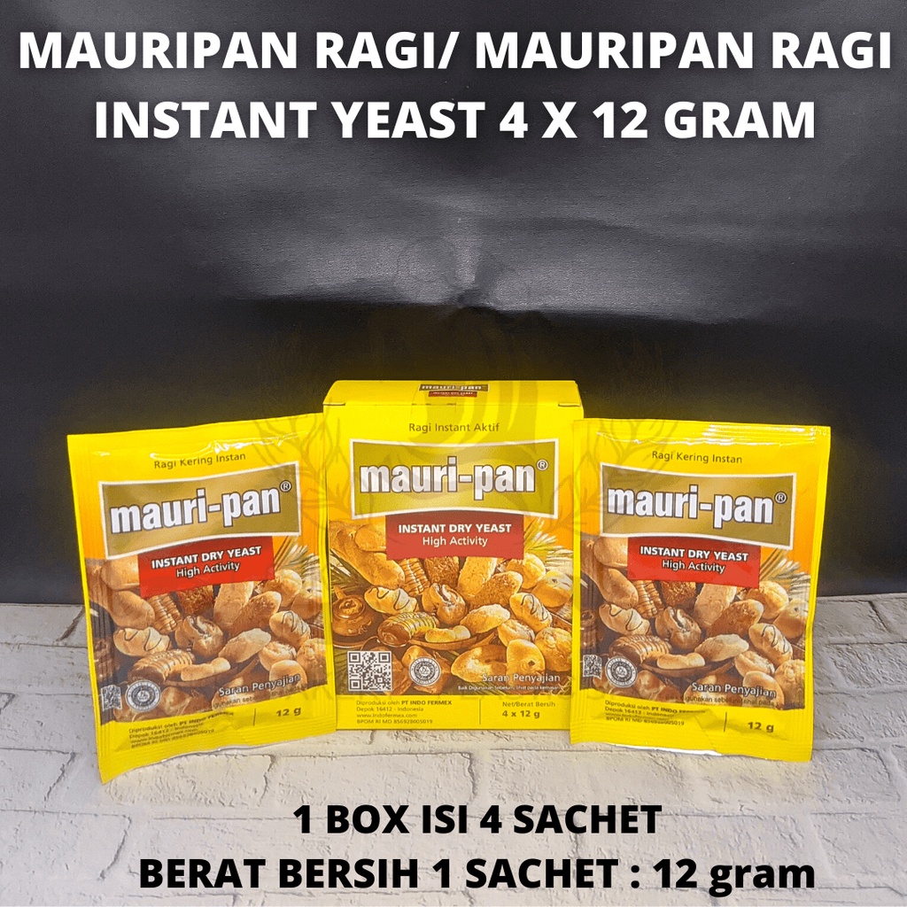 Jual Mauripan Ragi Instan 12 Gram/ Ragi Instan Pengembang Roti 1 box ...
