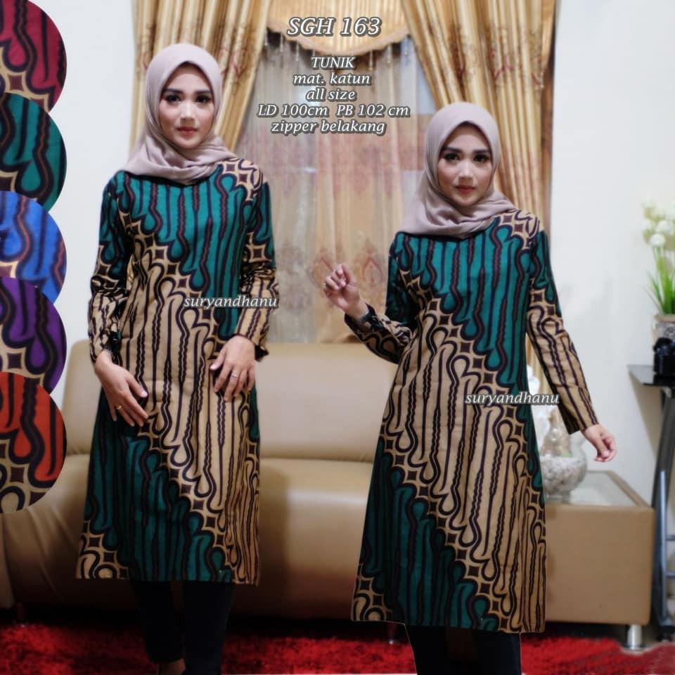 Jual SGH 163 Tunik batik motif parang wanita kekinian murah baju kerja |  Shopee Indonesia