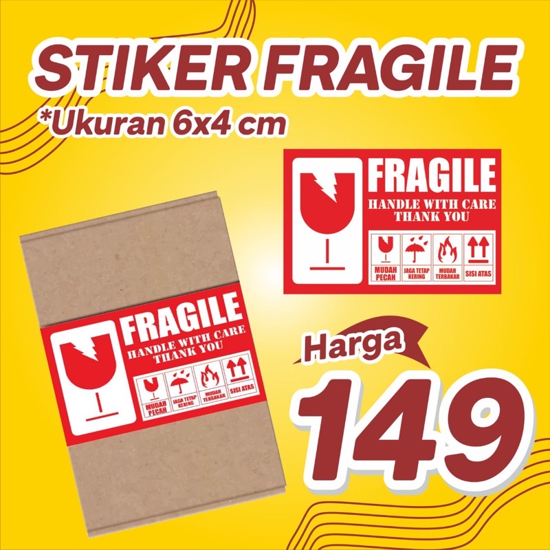 Jual Stiker Fragile Pecah Belah siap tempel Ukuran 4x6 cm [TERMURAH ...