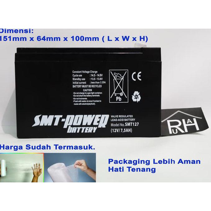 Jual Baterai Aki Kering Ups Vrla Mf Sla Smt Power Smt V Ah Ah