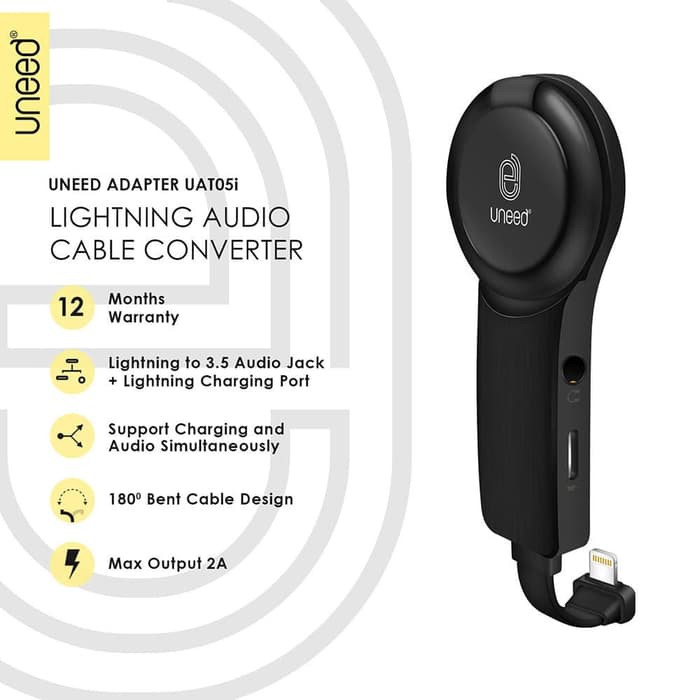 Jual UNEED Adapter Lightning Charging Splitter 3.5mm Audio Jack With ...