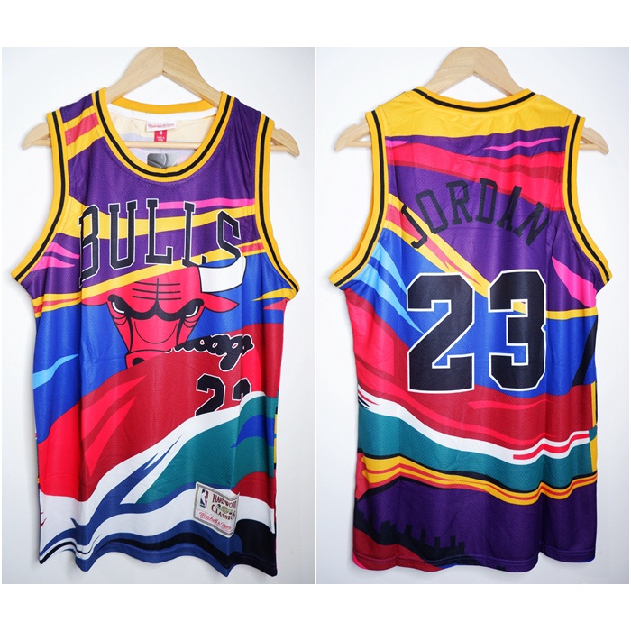 Jual JERSEY BASKET NBA SUPREME x LV x CHICAGO #23 MICHAEL JORDAN MERAH  MITCHELL&NESS