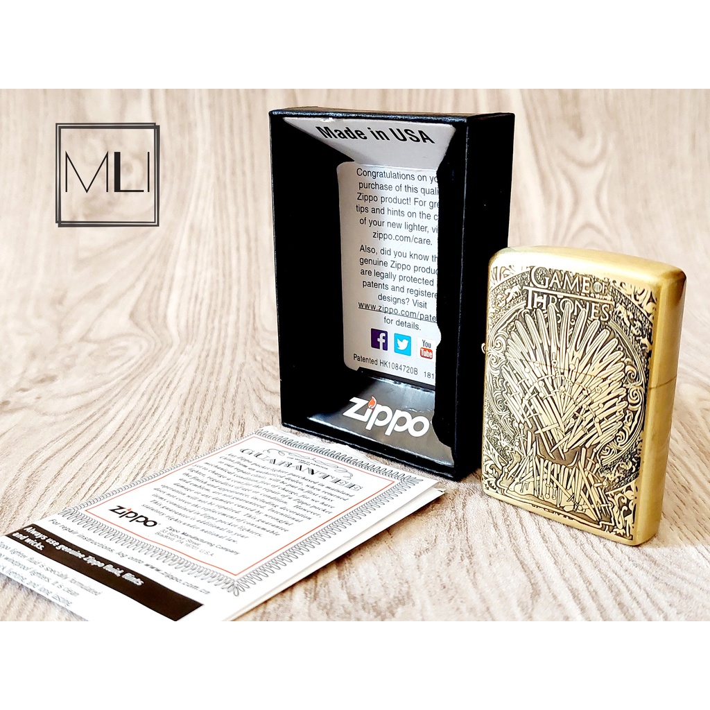 Jual Zippo Gold Matte Brush Game Of Thrones Super Premium Lighter Original Shopee Indonesia