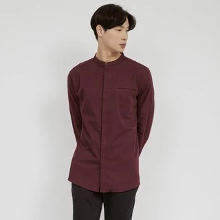 M231 Kemeja Pria Koko Shanghai Polos Soft Twill Panjang Maroon 1971C