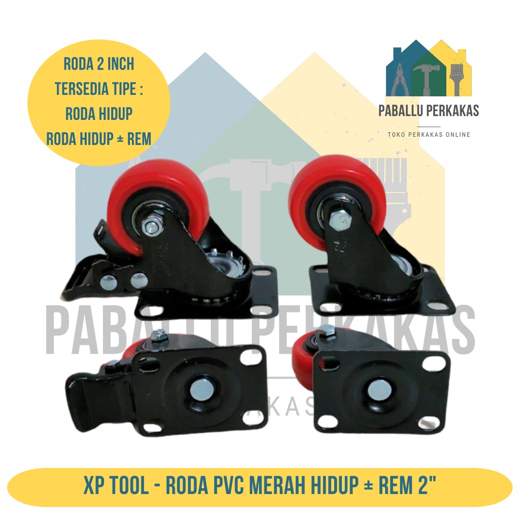 Jual Roda Karet Merah Hidup Rem Inch Xp Tool Roda Trolley Troli Roda Etalase Roda