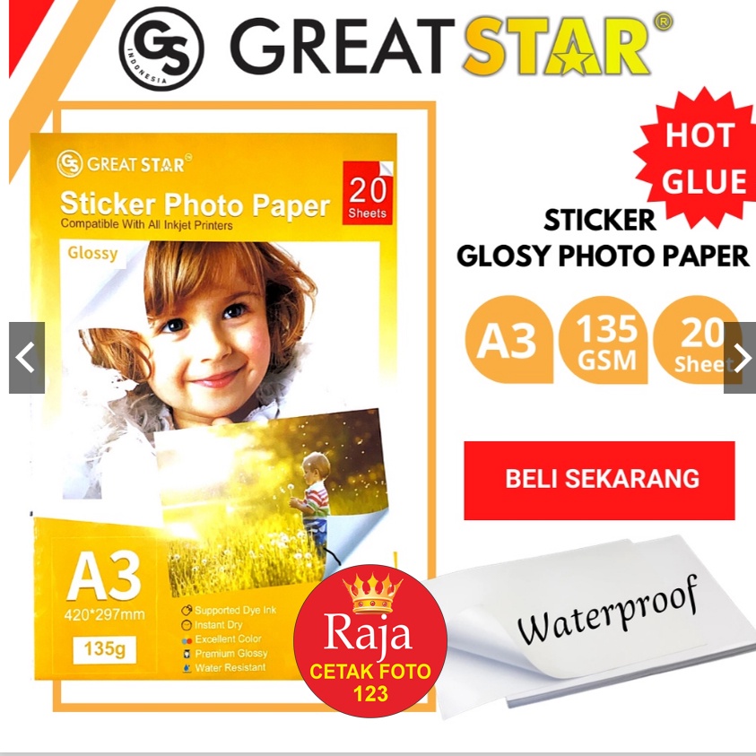 Jual STICKER GLOSSY PHOTO PAPER A3/20 LEMBAR | Shopee Indonesia