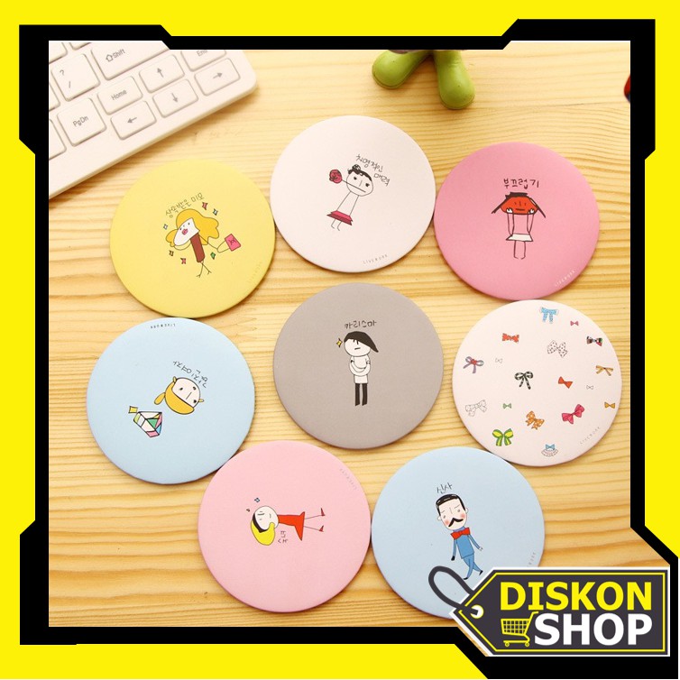 Diskon Shop F498 Kaca Cermin Bulat Karakter / Sovenir/ Cermin Make Up Mini Animasi / Travelling Pack