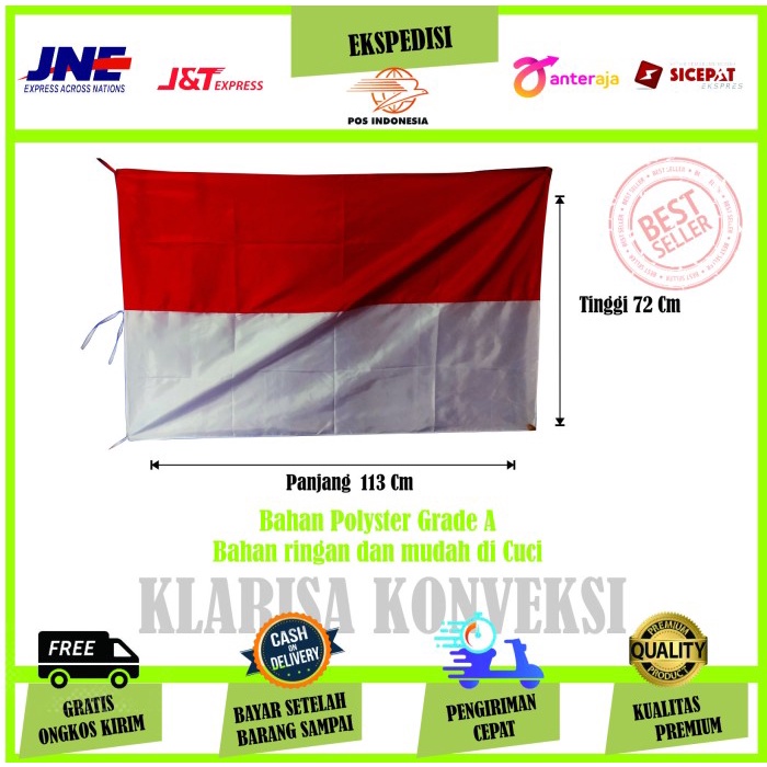 Jual Bendera Merah Putih Sedang Premium Bendera Indonesia Bendera Kain ...