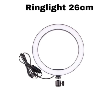 Paket Komplit Ringlight 26Cm Tripod 2 1 Meter Make Up Vlog Lampu Ringlight