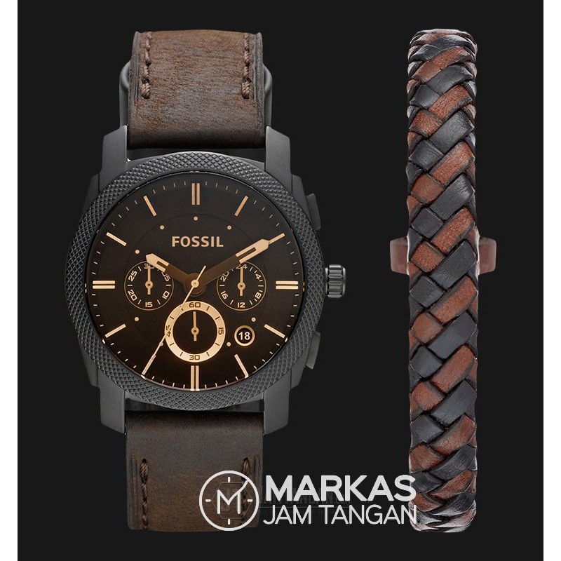 Jam Tangan Pria Fossil FS 5251 SET Machine Chronograph Dark Brown Leather ORIGINAL