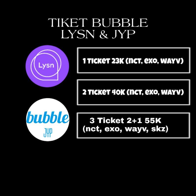 Jual TICKET BUBBLE LYSN & JYP (EXO, NCT, WAYV, SKZ)
